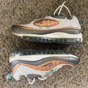 Nike AIR MAX bronze, gold, turquoise, and white